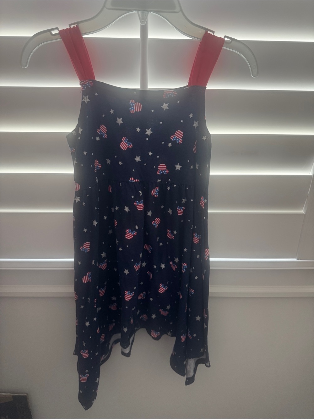 Disney Navy Tank Dress with Red Straps and Star USA Print